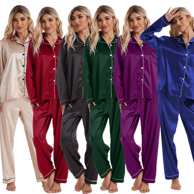 მორგებული Satin Pijama კომპლექტები მამაკაცებისა და ქალებისთვის