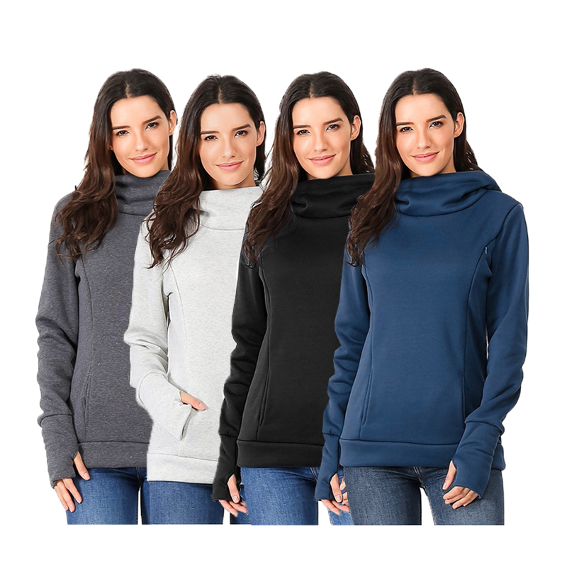 მყარი ფერის დაბეჭდული Hooded საექიმო Hoodie Top