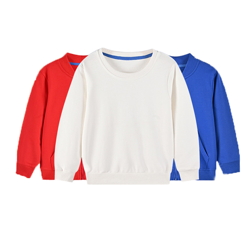 პატარა ბავშვის მყარი ფერის შემთხვევითი Sweatshirt გრძელი Sleeve Pullover Sweatshirt