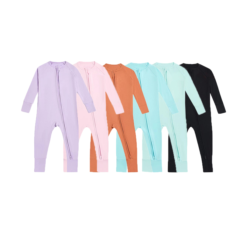 ბამბუკის ბავშვის Pijamas Zipper Footie Pijamas Romper