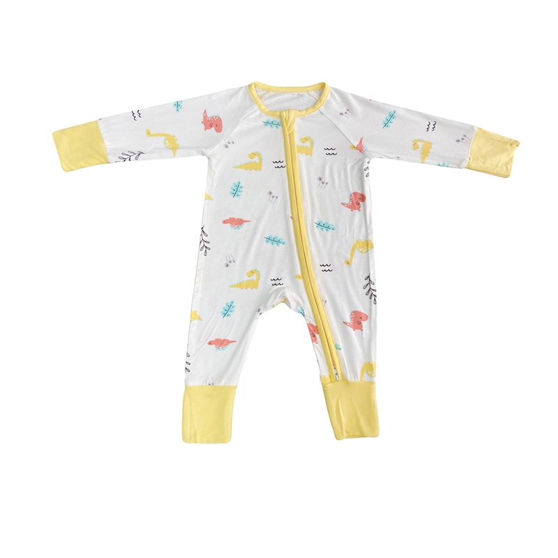 ბამკუკის ბავშვის Rompers Zipper Footie Pijamas Convertible Romper